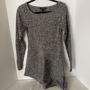 White House Black Market Size L Black/White/Silver Asymmetrical Sweater